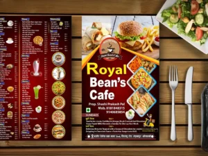 Royal Bean's Cafe Menu Card - Fresh Food & Drinks